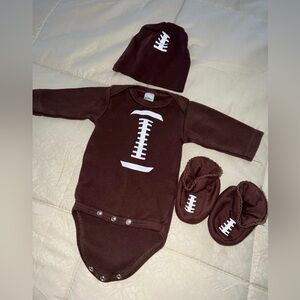 Brown Football-Themed Baby Onesie Set